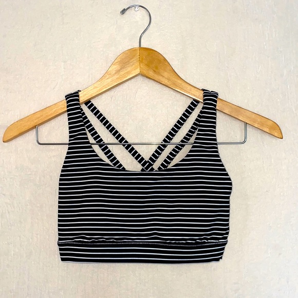 LULULEMON Energy Bra Black & White Stripes - Picture 2 of 7